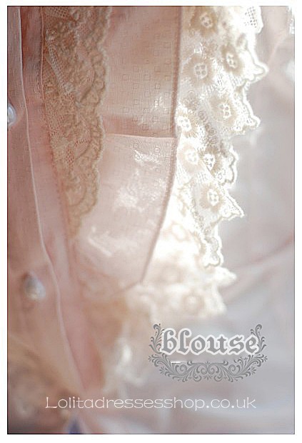 Pink Stand Collar Long Sleeve Bowknot and Lace Trim Princess Lol