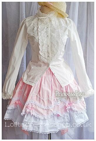 White Stand Collar Long Sleeve Lace Trim Princess Lolita Blouse