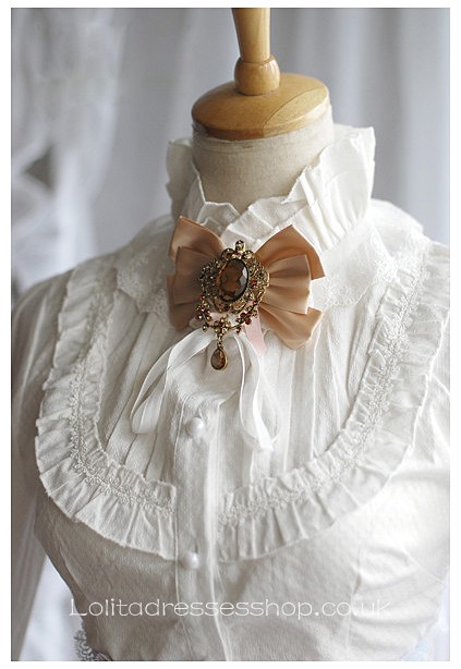 White Stand Collar Long Sleeve Ruffle Princess Lolita Blouse