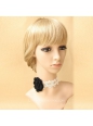 White Collar Short Affixed Neck Wool Flower Necklace