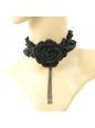 Black Sexy Tassel Flower Collarbone Necklace