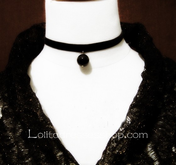 Gothic Lolita Black Ribbon Retro Necklace