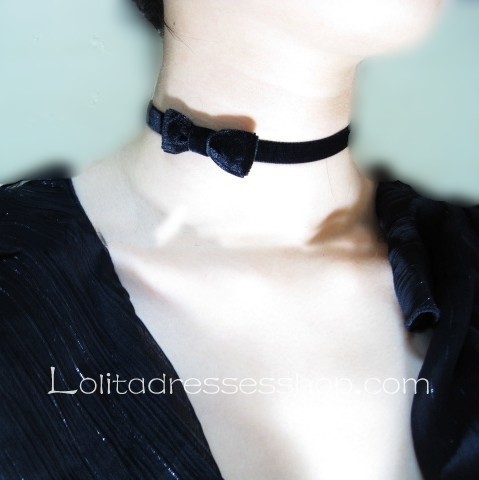 Female Retro Black Bow Clavicle Fake Collar Necklace