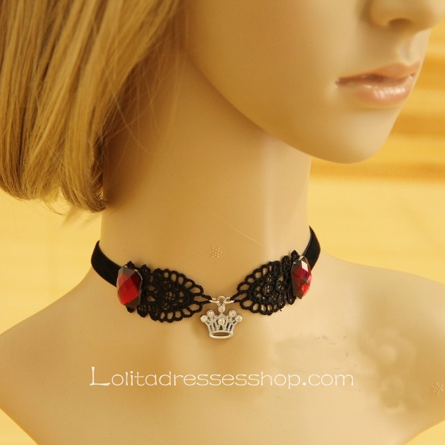 Lady Punk Devil Invitations Black Lace Necklace