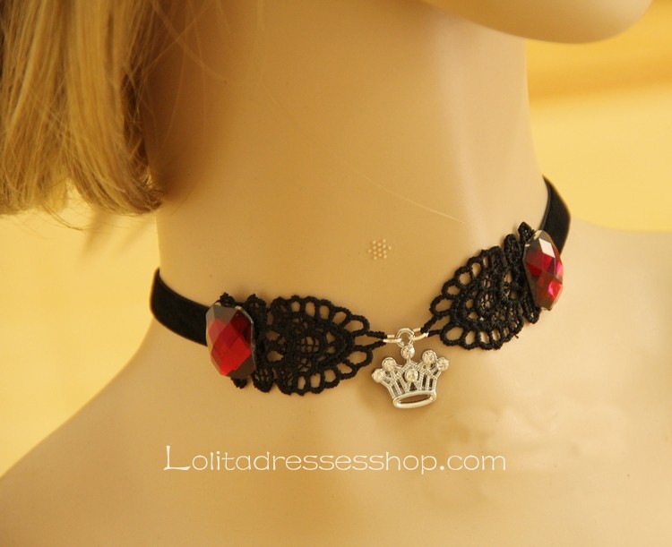 Lady Punk Devil Invitations Black Lace Necklace