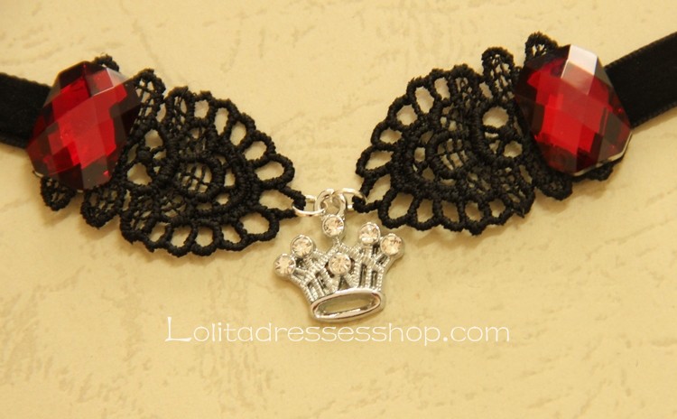 Lady Punk Devil Invitations Black Lace Necklace