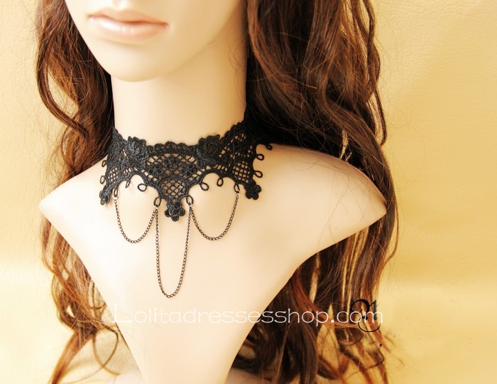 Black Sexy LacePeng Kegetesen Department Retro Necklace