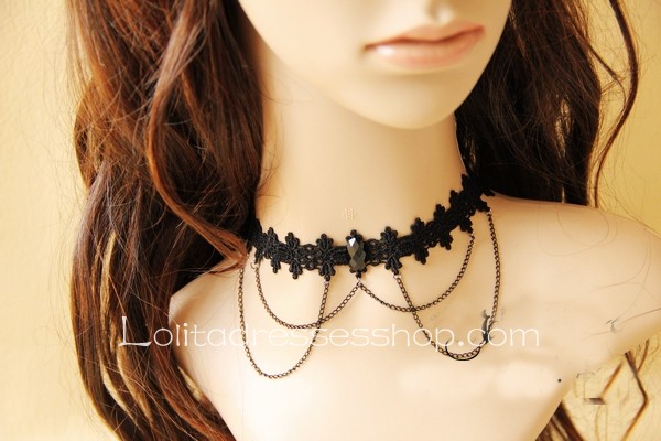 Magic Academy Black Lace Retro Punk Necklace