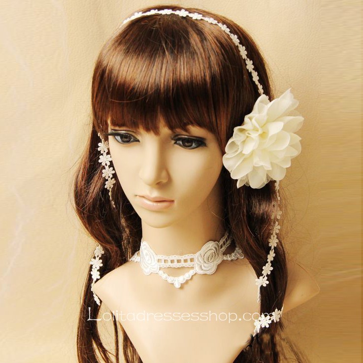 Fairy White Flower Female Short Lace Necklace