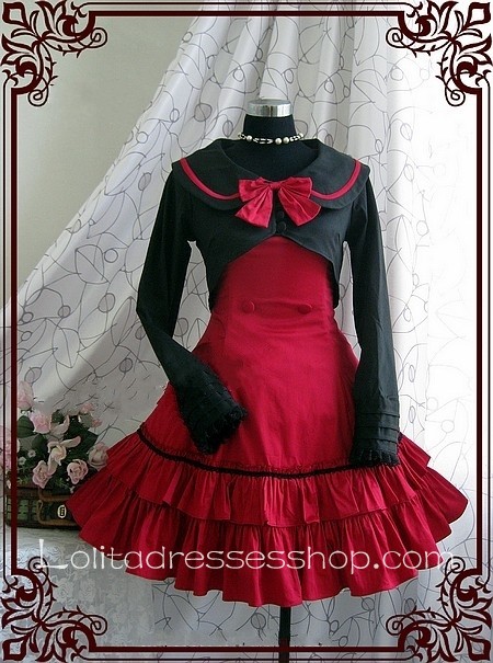 Red College Wind Slim Bow Princess Dress