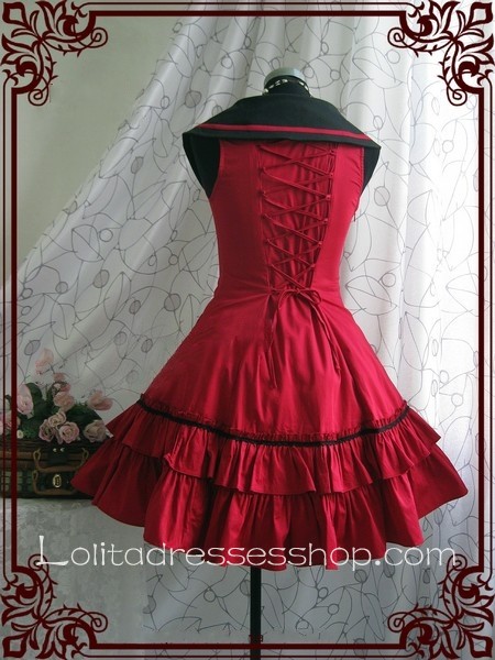 Red College Wind Slim Bow Princess Dress