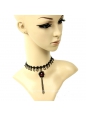 Black Lace Flowers Vampire Female Tassel Short Necklace