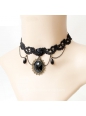 Lolita Black Lace Gemstone Flower Necklace