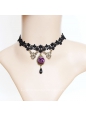 Lolita Fashion Retro Black Lace Flower Pendant Necklace
