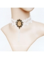 Lolita White Gemstone Louvre Opera Lace Nnecklace