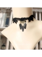 Lolita Gothic Blooded Queen Black Lace Necklace