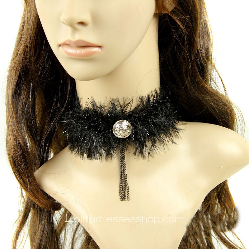 Black Vintage Lace Short Necklace