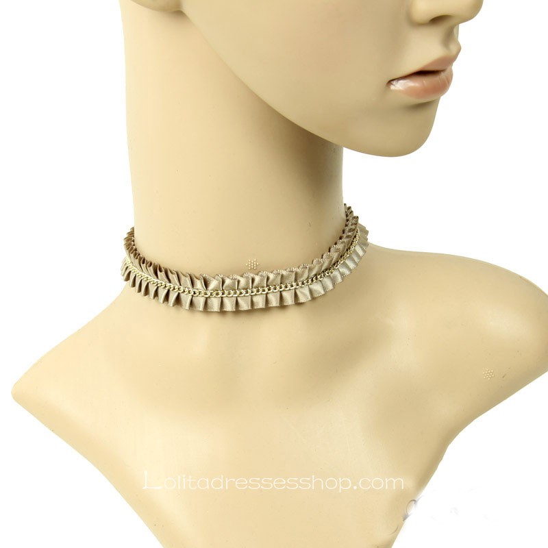Vintage Champagne Lace Necklace