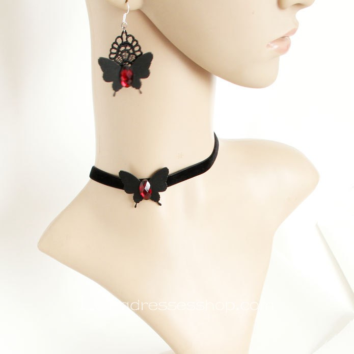 Fashion Black Butterfly Female Short Necklace