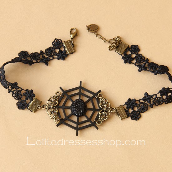 Lolita Gothic Style Black Lace Cobweb Female Necklace