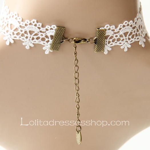 Lolita Masked Queen Vintage Lace White Flower Necklace