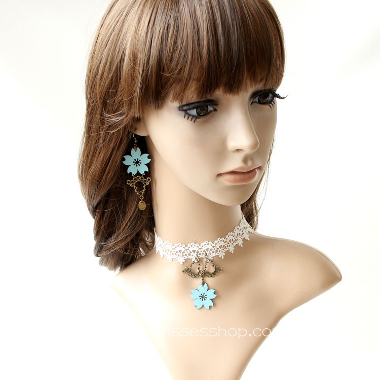Lolita Cherry White Vintage Lace Necklace