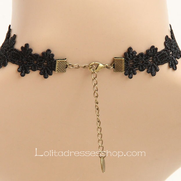 Lolita Retro Black Lace Flower Necklace