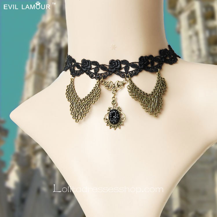 Lolita Gothic Black Lace Noble Necklace