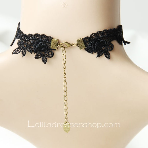 Lolita Gothic Blooded Queen Black Lace Necklace