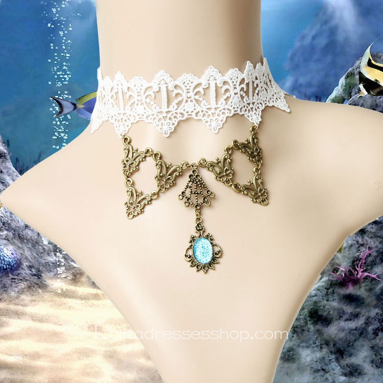 Lolita White Mermaid Lace Pendant Necklace