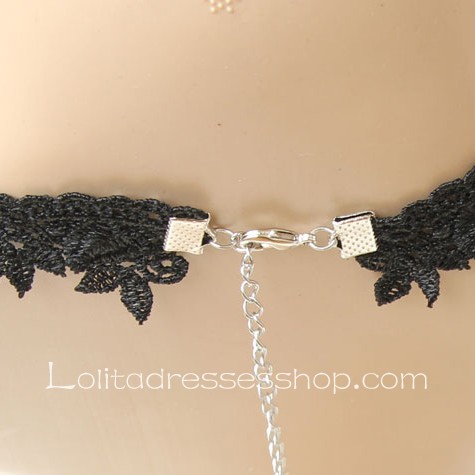 Lolita Black All-match Lace Bow Short Necklace