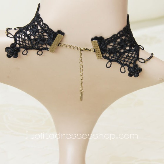 Gothic Lolita Black Wizard Retro Lace Necklace