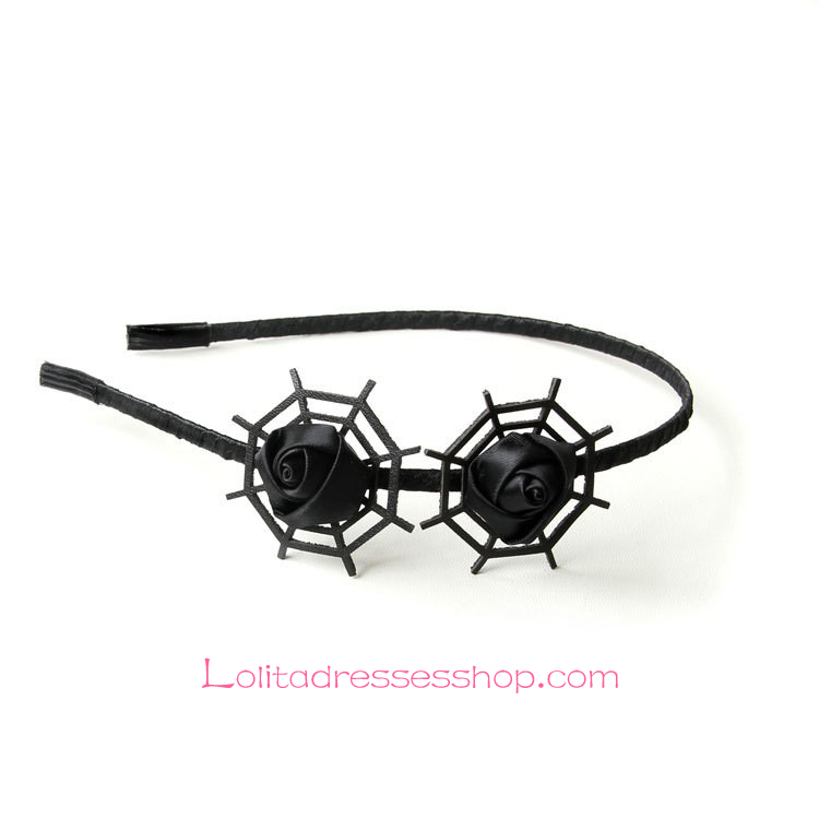 Lolita Headdress Black Rose Flower Headband