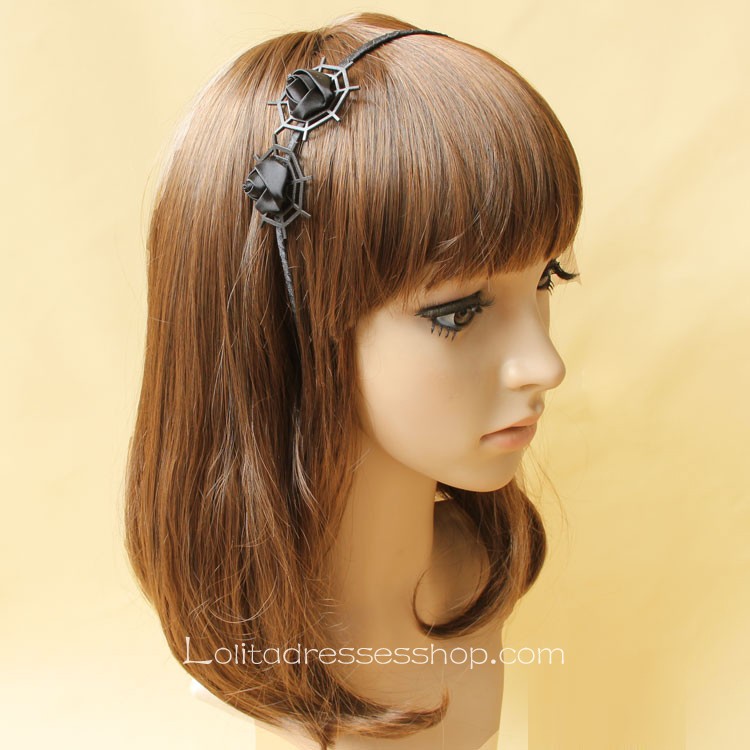 Lolita Headdress Black Rose Flower Headband