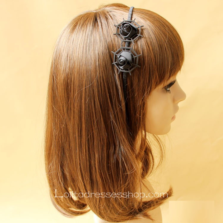 Lolita Headdress Black Rose Flower Headband