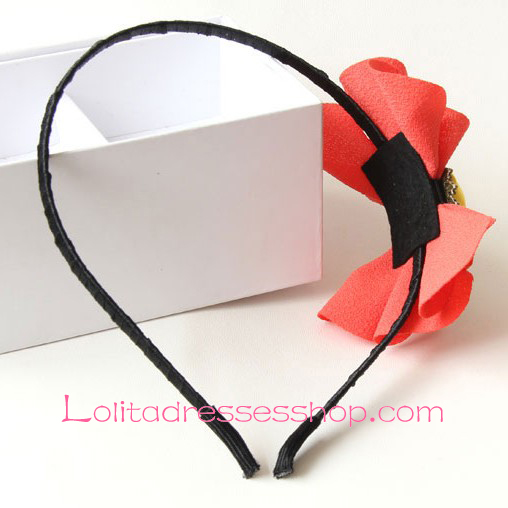 Lolita Headdress Red Retro Bow Flower Headband