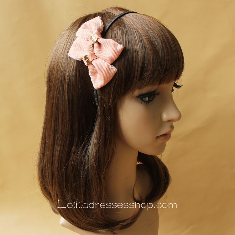Lolita Headdress Bud Head Ball Head Bow Sweet Pink Headband