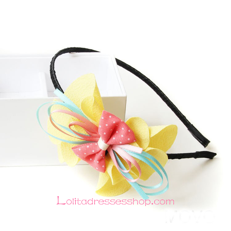 Lolita Headdress Yellow Sweet Bow Headband