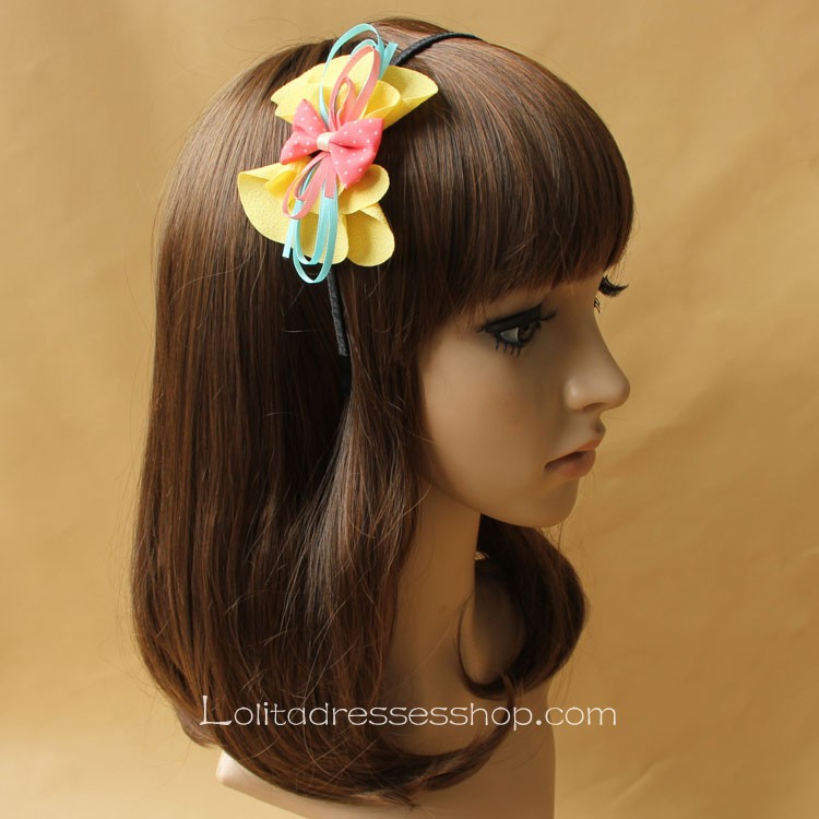 Lolita Headdress Yellow Sweet Bow Headband