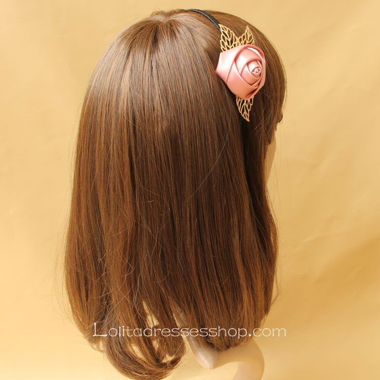 Lolita Headdress Sweet Pink Rose Headband