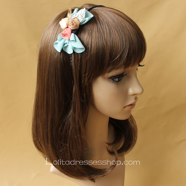 Lolita Headdress Rose Leaf Lady Bow Headband