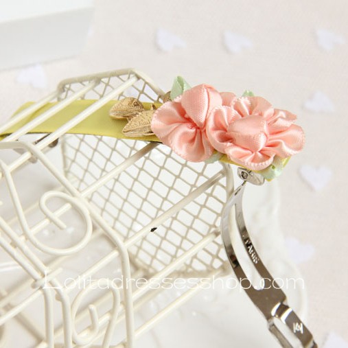 Lolita Headdress Pink Flowers Leaves Sweet Barrette