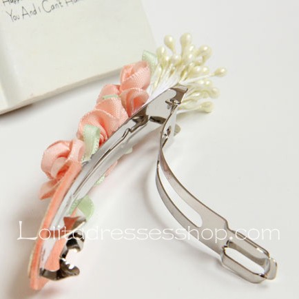 Lolita Headdress Cute Pink Flowers Barrette