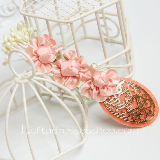 Lolita Headdress Cute Pink Flowers Barrette