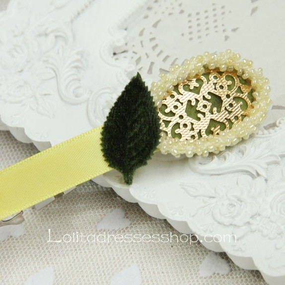 Lolita Headdress Small Fresh Leaves Beaded Fashion Barrette