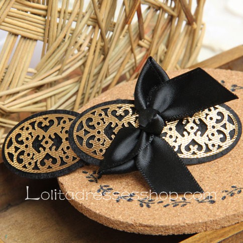 Lolita Headdress Black Bow Bangs Meatball Head Lady Barrette