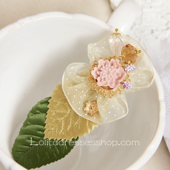 Lolita Headdress Crystal Flower Leaf Sweet Barrette