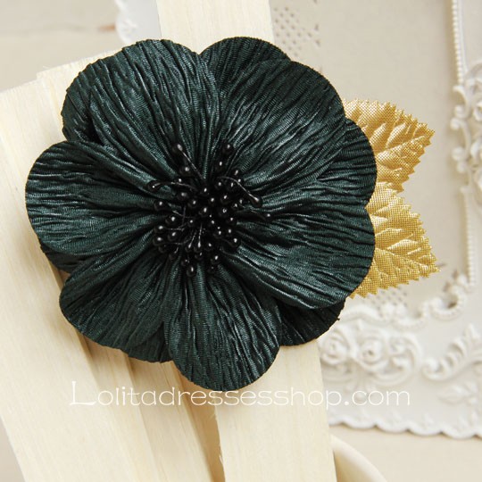 Lolita Headdress Dark Green Flowers Retro Fashion Barrette