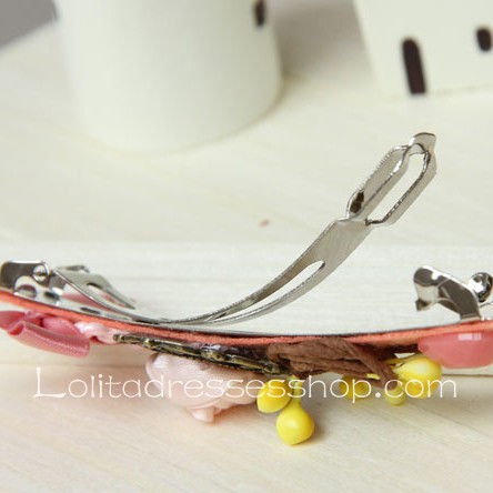 Lolita Headdress Forest Flowers Sweet Bow Ball Head Barrette