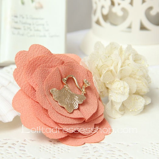 Lolita Headdress Pink Chiffon Flowers Seaside Barrette